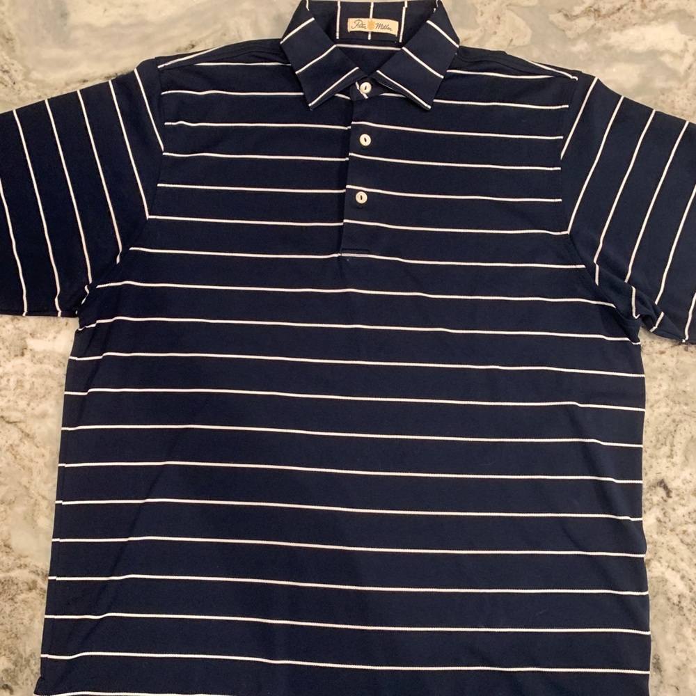Peter Millar - Blue striped Polo - Medium